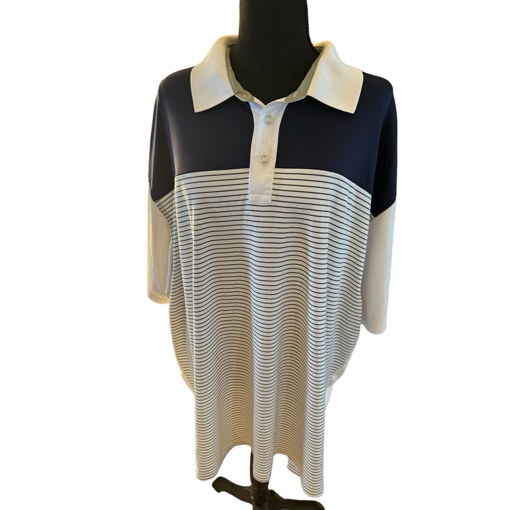 Callaway Opti Dri Performance Golf Polo Shirt Blue Striped Mens Size XXL 2XL